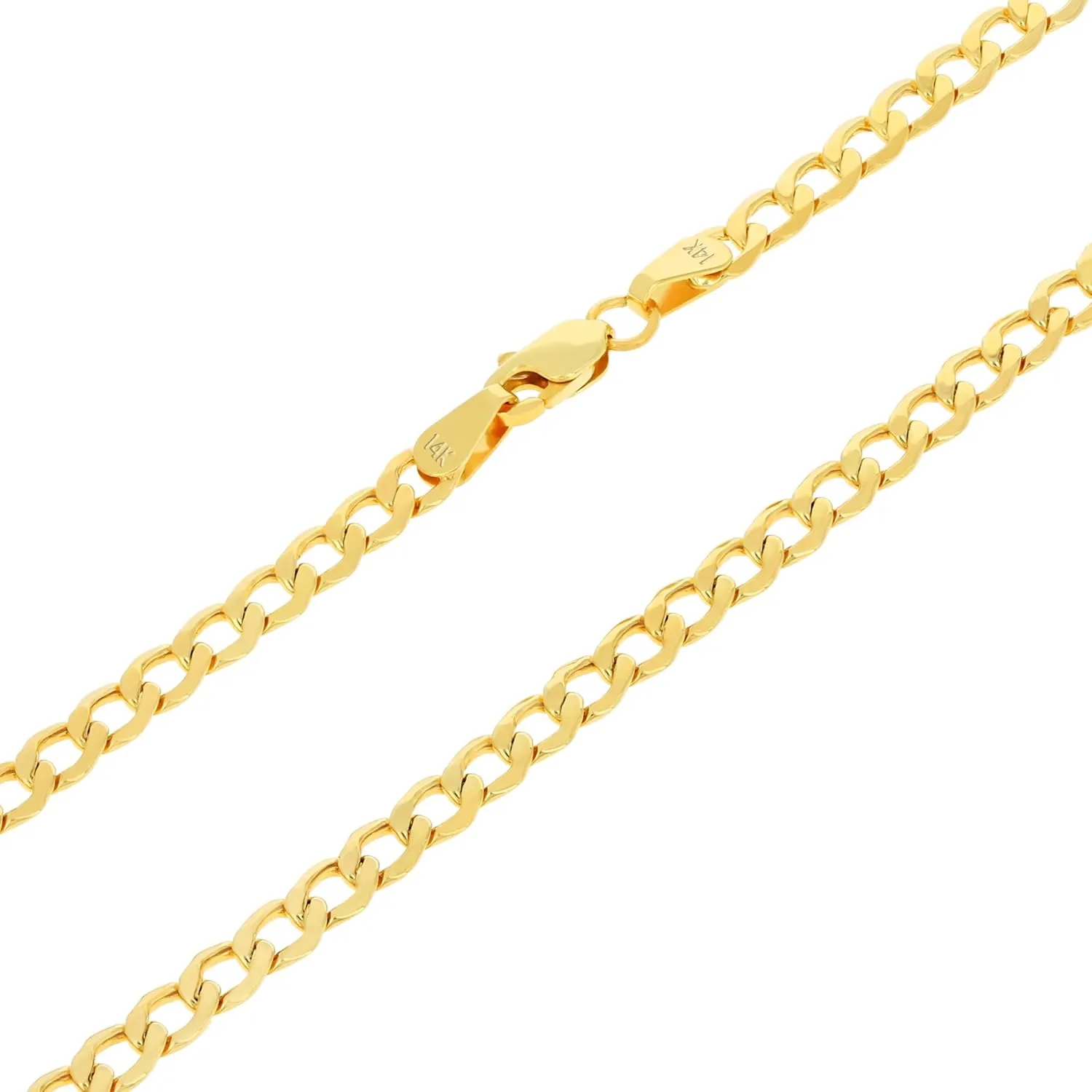Nuragold 14k Real Yellow Gold Cuban Curb Link 3.5mm Chain Bracelet (7"-9") Italian Jewelry for Men & Women