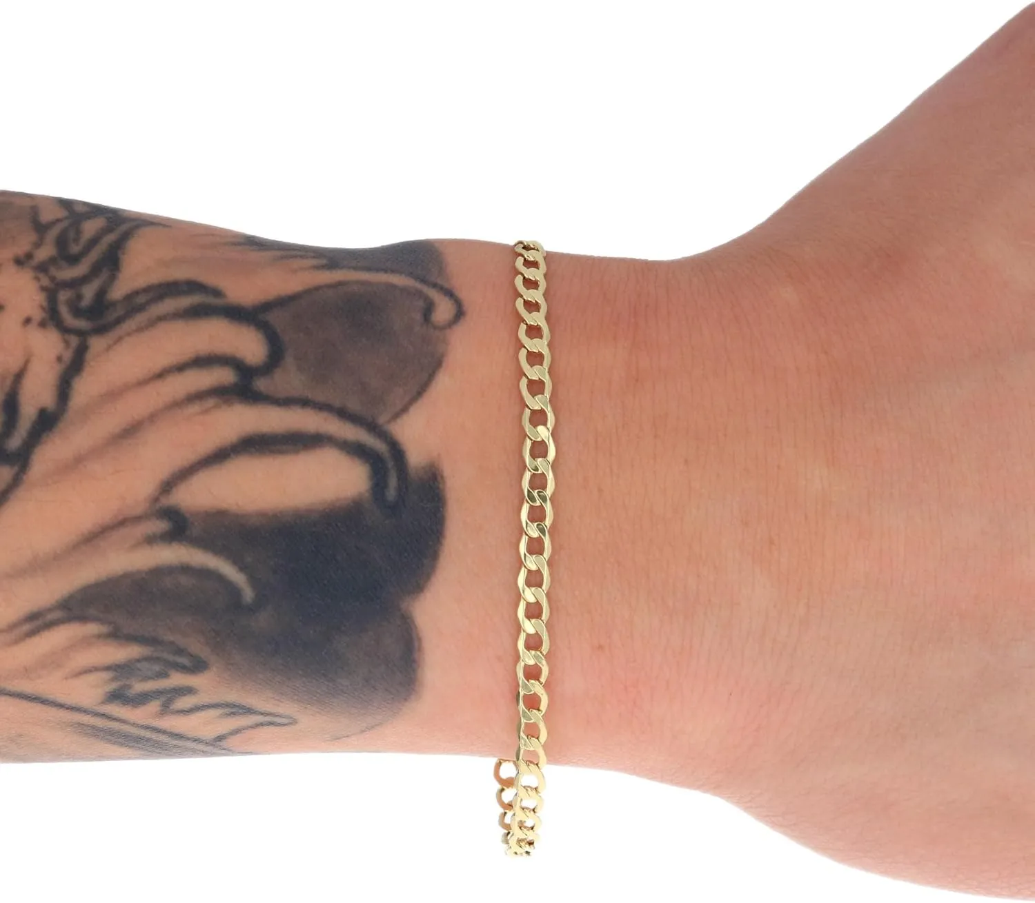 Nuragold 14k Real Yellow Gold Cuban Curb Link 3.5mm Chain Bracelet (7"-9") Italian Jewelry for Men & Women