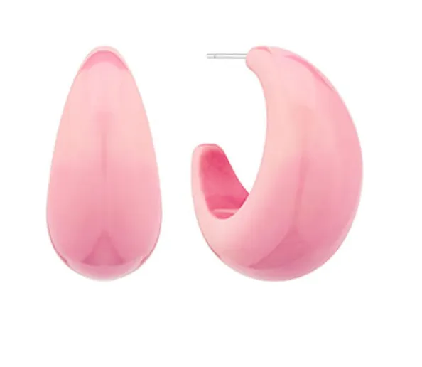 PINK CHUNKY ACRYLIC HOOPS