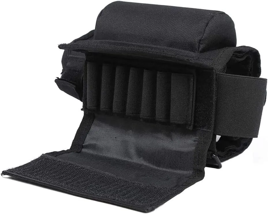 Rifle Buttstock, Hunting Shooting Tactical Cheek Rest Pad Ammo Pouch with 7 Shells Holder