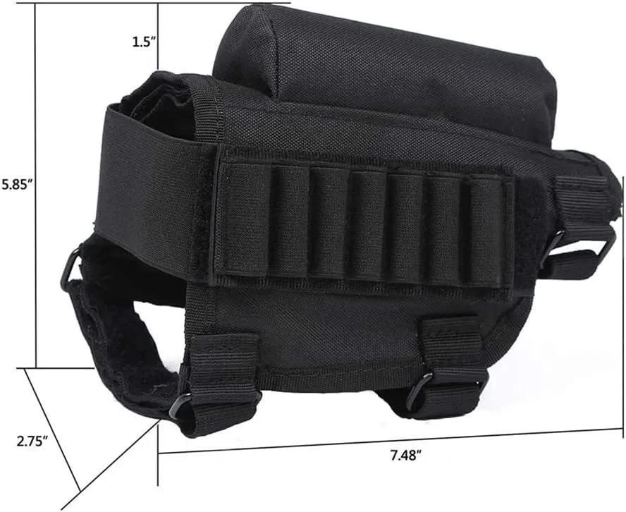Rifle Buttstock, Hunting Shooting Tactical Cheek Rest Pad Ammo Pouch with 7 Shells Holder