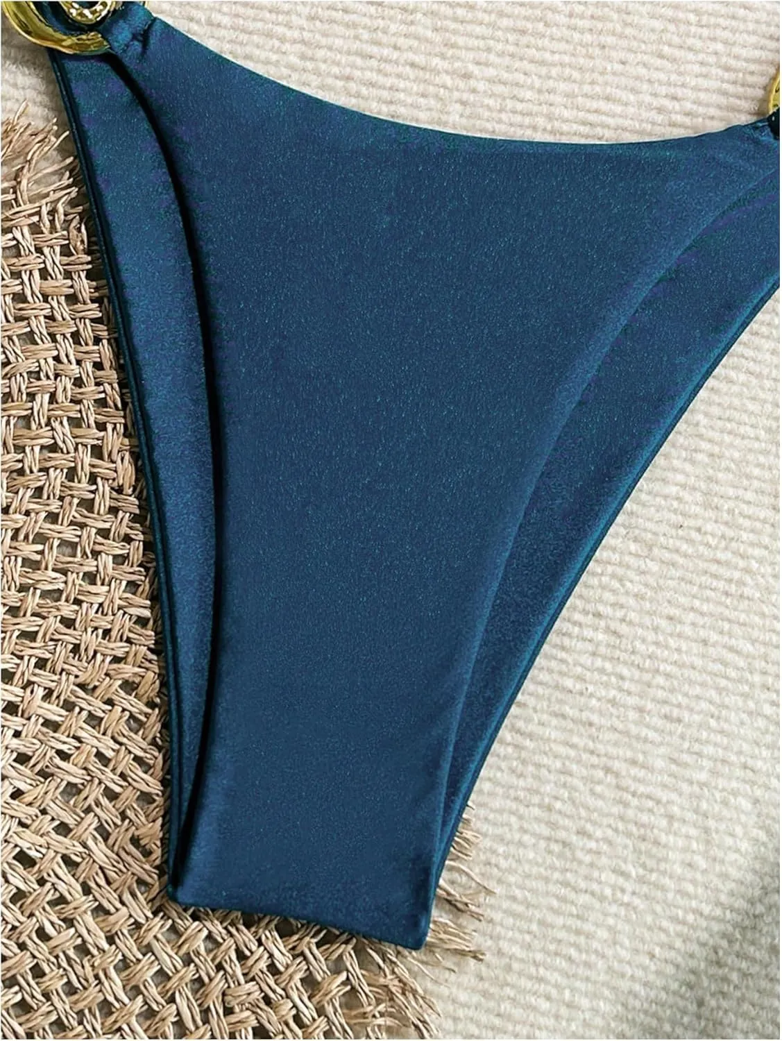 SHENHE Women's Thong Bikini Set Halter 2 Piece Swimsuit Triangle Metal Ring Bathing Suits