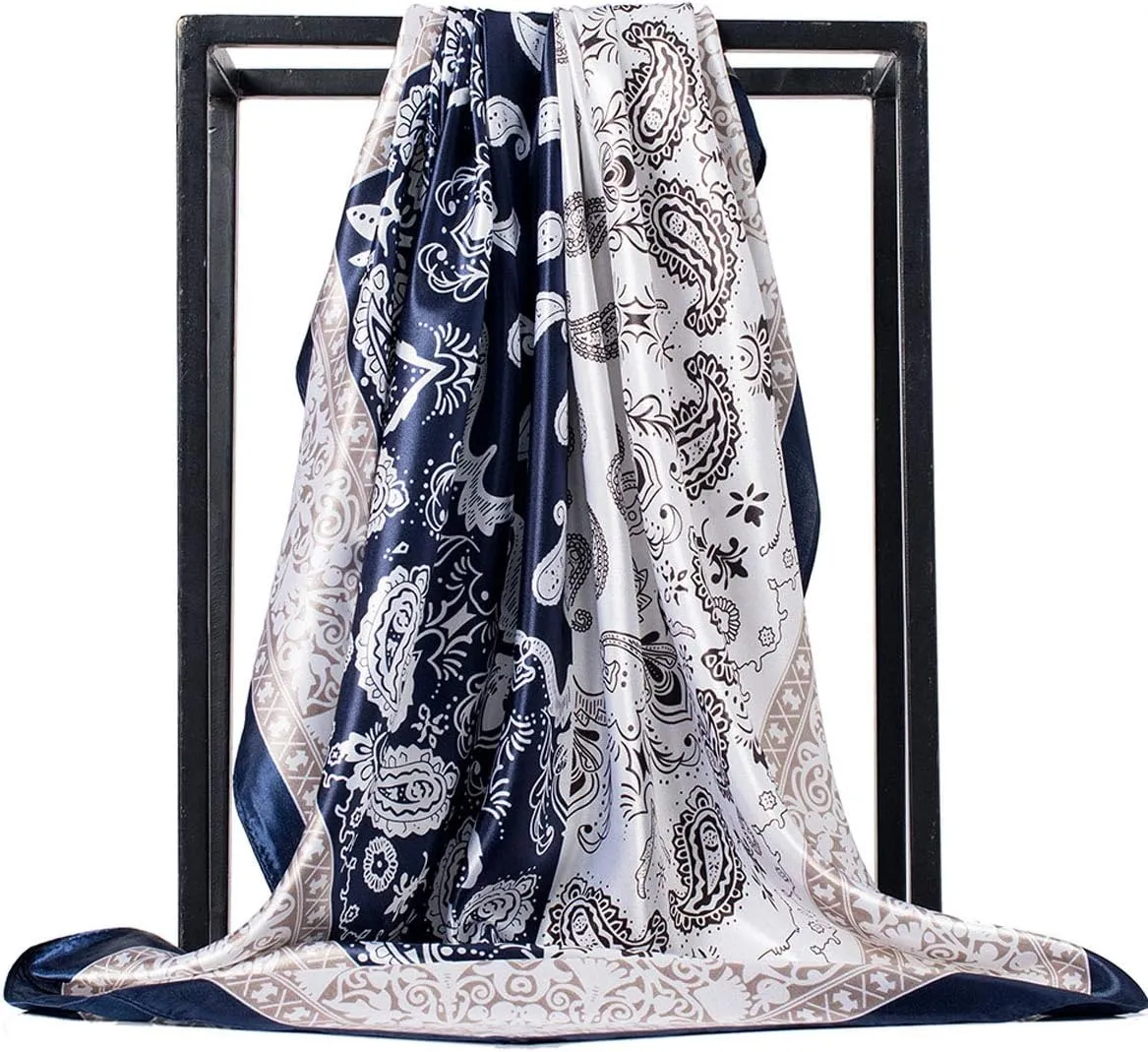 Silk Like Scarf Neck Scarves Womens Large Square Satin Hair Scarf 35 x 35 inches