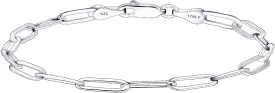 Silver Bracelet for Women 3mm Diamond-Cut Paperclip Chain Bracelet for Men 6.5/7/7.5/8/8.5/9 Inch