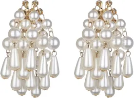 Sither Pearls Tassel Earrings for Women Large Dangling Pearls Earrings Boho Drop Tassel Earrings Jewelry for Halloween Christmas Gift