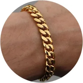 Stainless Steel Cuban Chain Bracelets for Men & Women - 6.5/7/7.5/8/9 Inch Gold Plated & Silver Stainless Steel Fashion Jewelry Bracelet