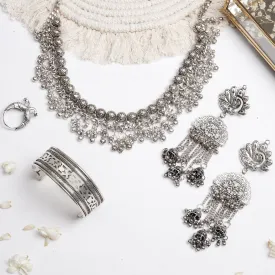 Teejh Aral Silver Oxidised Jewelry Gift Set