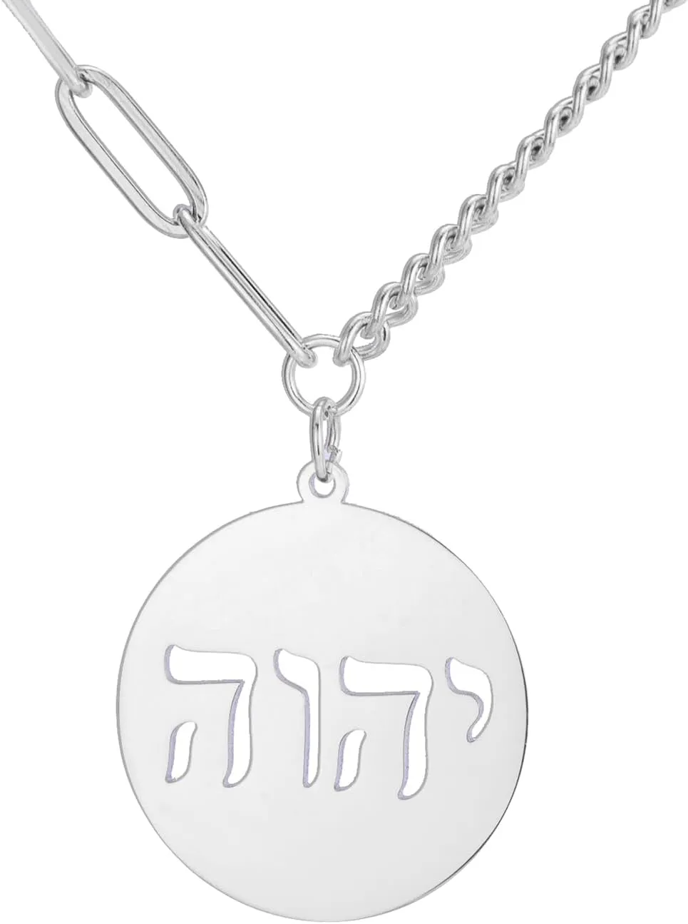 VASSAGO Hebrew Necklace YHVH YHWH Jehovah Pendant Tetragrammaton God Names Necklaces Hanukkah Amulet Religious Faith Blessing Jewelry Gifts for Men Women