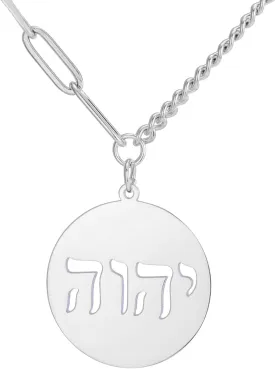 VASSAGO Hebrew Necklace YHVH YHWH Jehovah Pendant Tetragrammaton God Names Necklaces Hanukkah Amulet Religious Faith Blessing Jewelry Gifts for Men Women