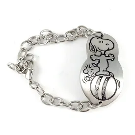 Vintage Snoopy & Woodstock Balancing on a Ball Stainless Steel Spoon Bracelet