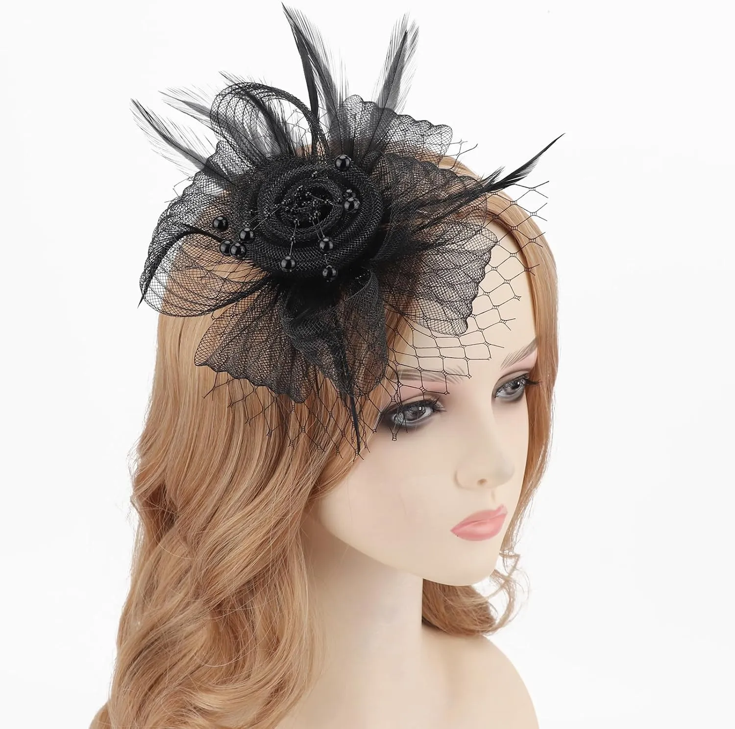 Women Fascinators Hats Flower Mesh Ribbon Feathers with Pin and Clip Tea Party Wedding Headwear for Women and Girls