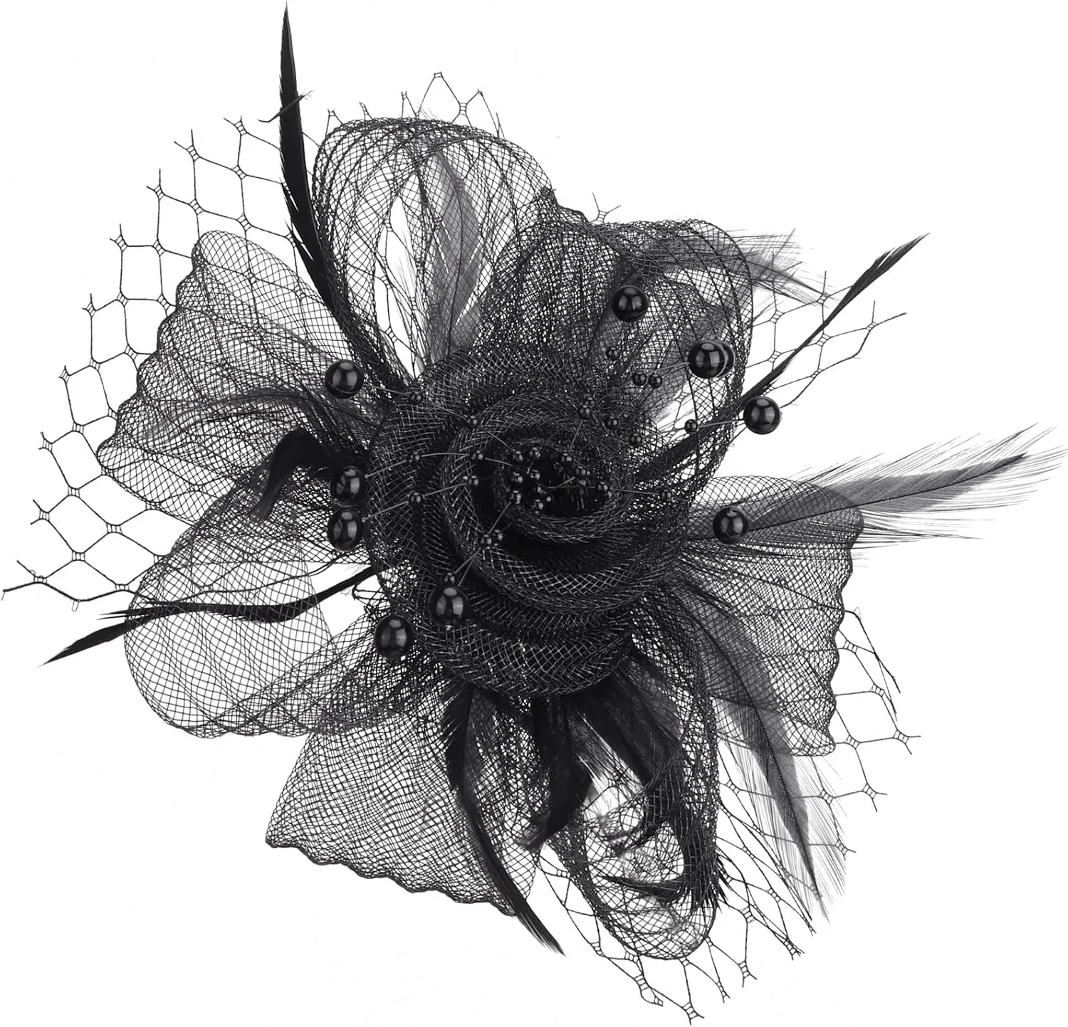 Women Fascinators Hats Flower Mesh Ribbon Feathers with Pin and Clip Tea Party Wedding Headwear for Women and Girls