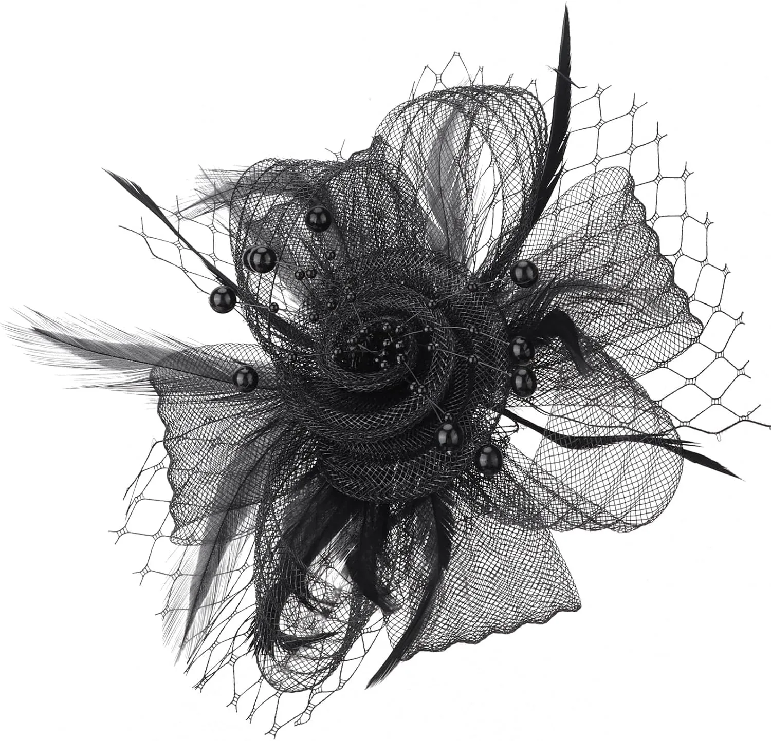 Women Fascinators Hats Flower Mesh Ribbon Feathers with Pin and Clip Tea Party Wedding Headwear for Women and Girls