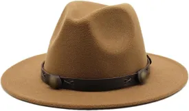 Women Fedoras Woolen Hat Classic Jazz Hat Flat Brim Hat Couple Hat Outdoor Travel 6 59-61cm