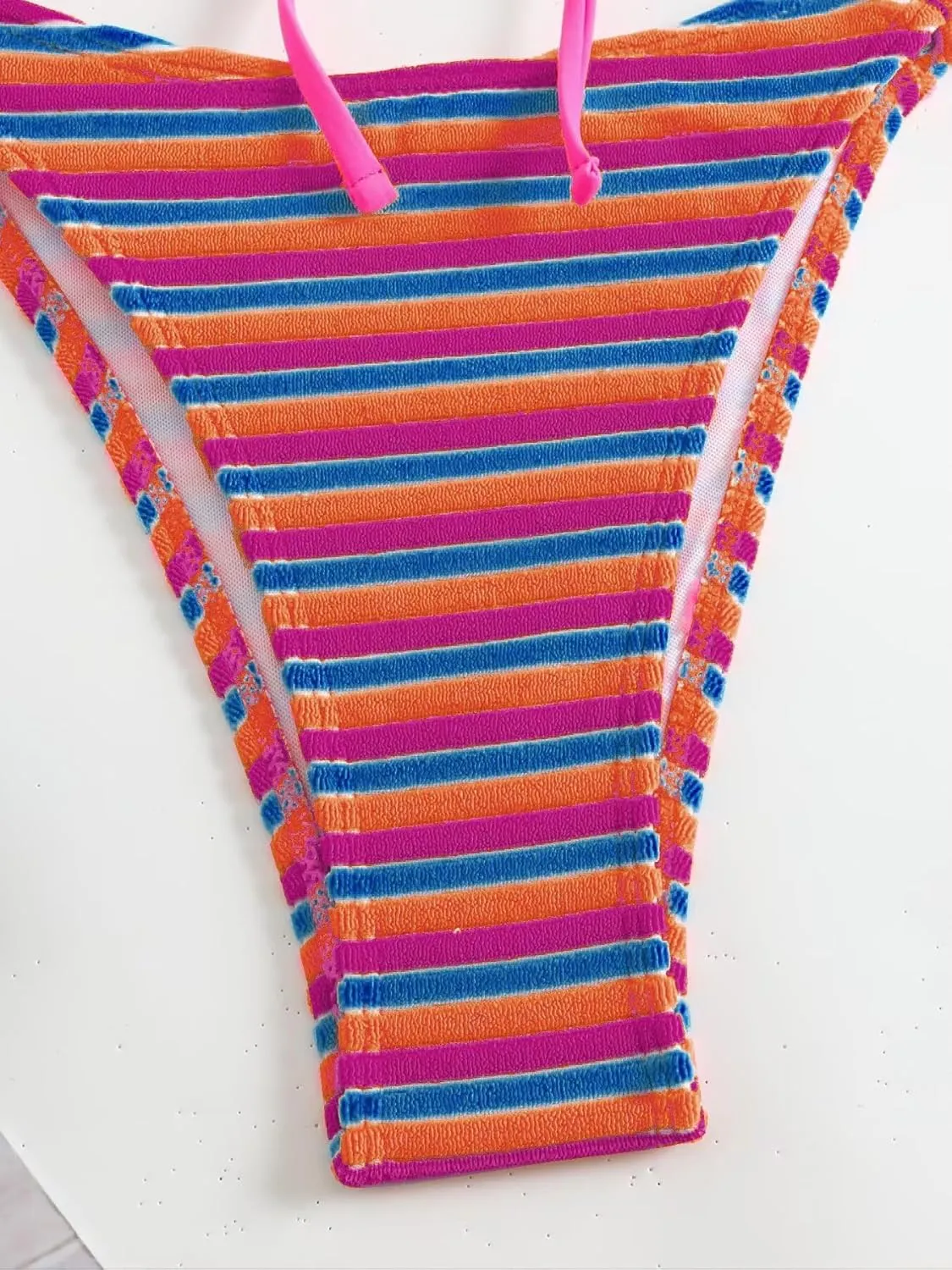 Women's Striped Printed Bandeau Bathing Suit High Waisted Swimsuit Bikini Set