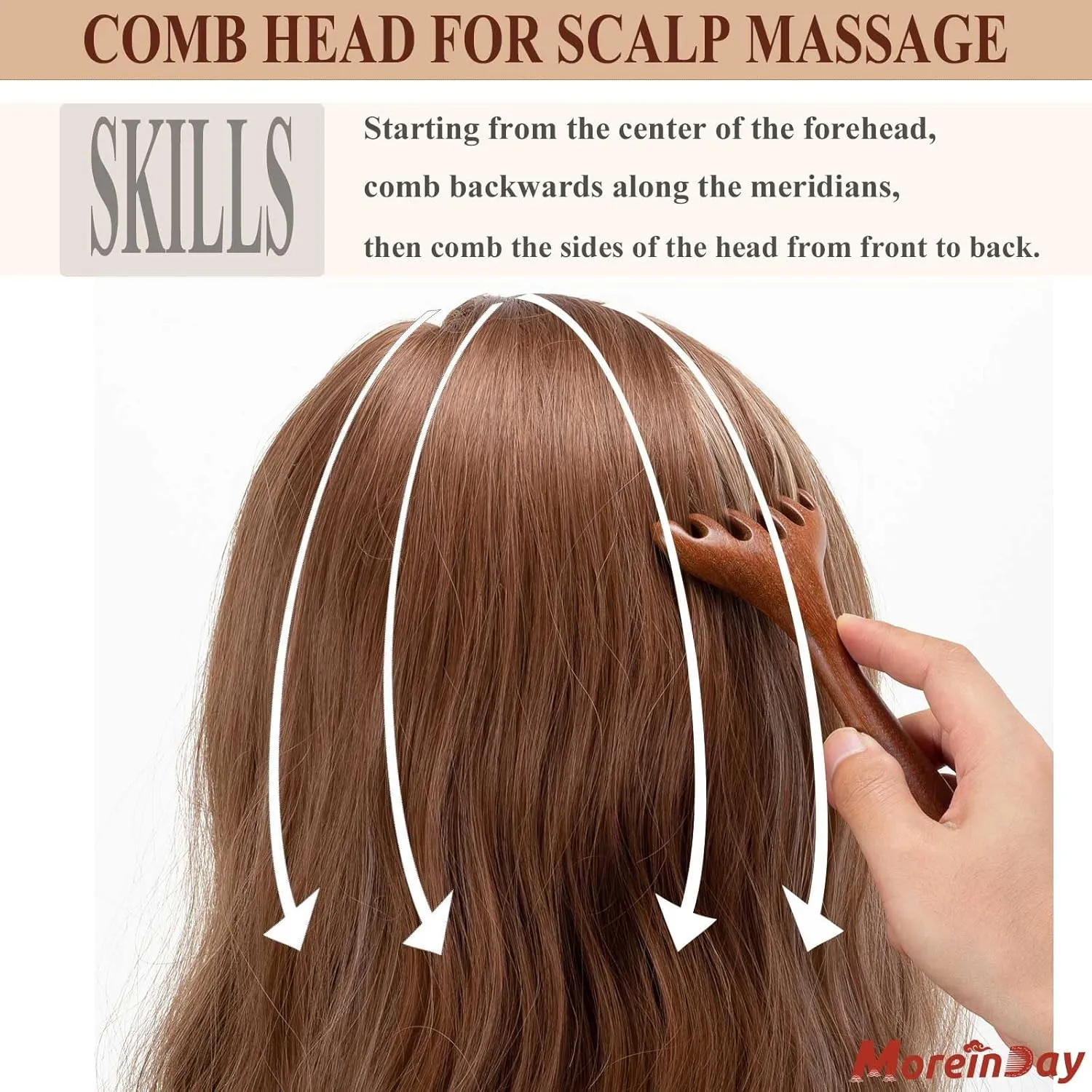 Wooden Head Massager for Stress Relax, Wood Head Scratcher, Scalp Massage Tool for Women Men