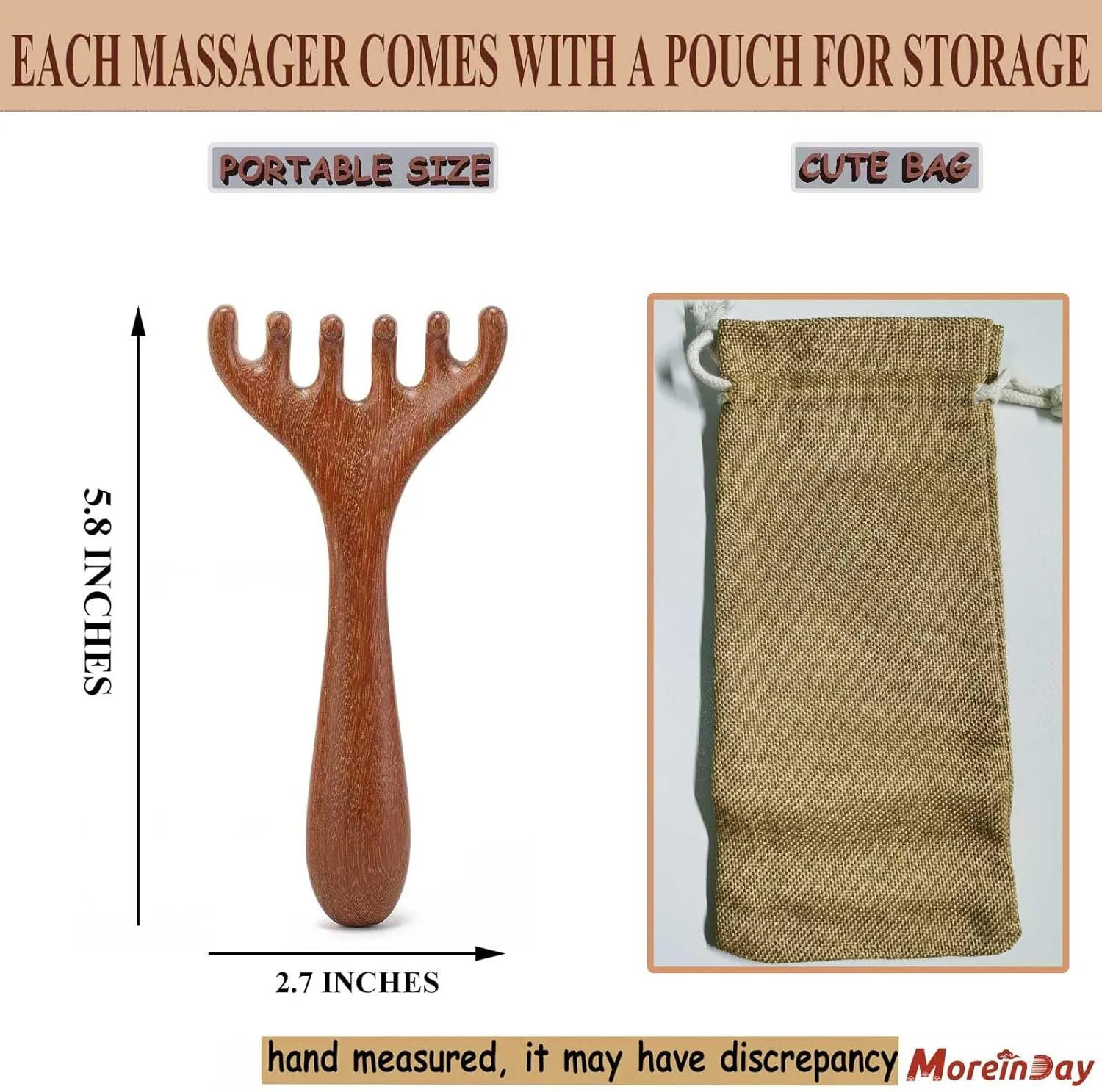 Wooden Head Massager for Stress Relax, Wood Head Scratcher, Scalp Massage Tool for Women Men