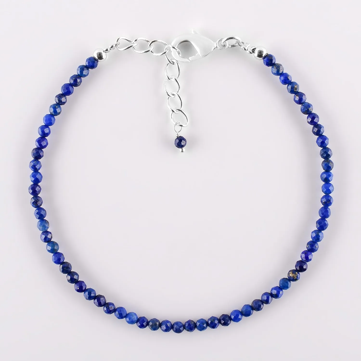 YANARA Blue Lapis Lazuli Bracelets For Women Natural Gemstone Micro Beads Handmade Jewelry Chakra Energy Crystal, Silver Plated Chain 8 inch Crystal, Graduation Gifts For Her