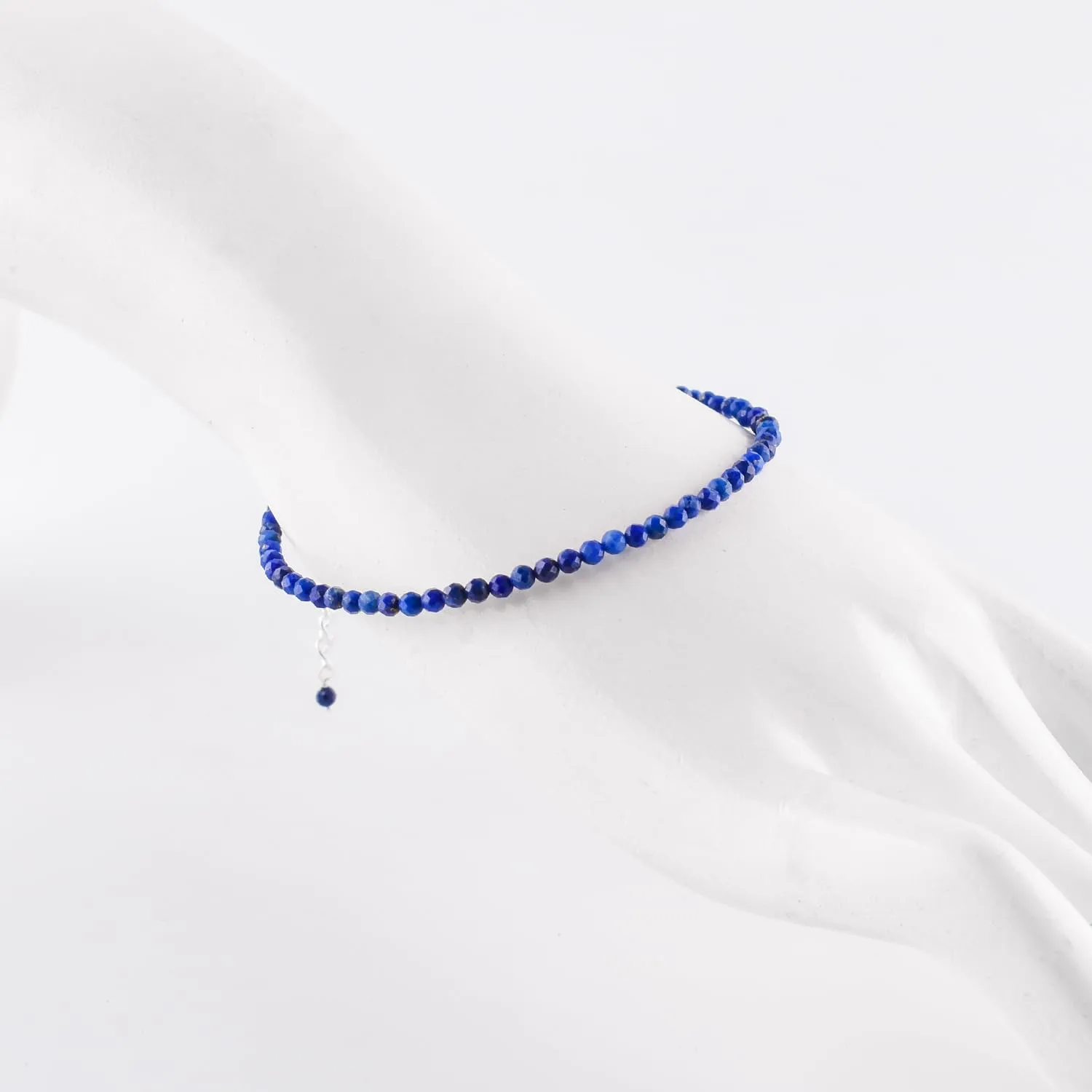 YANARA Blue Lapis Lazuli Bracelets For Women Natural Gemstone Micro Beads Handmade Jewelry Chakra Energy Crystal, Silver Plated Chain 8 inch Crystal, Graduation Gifts For Her