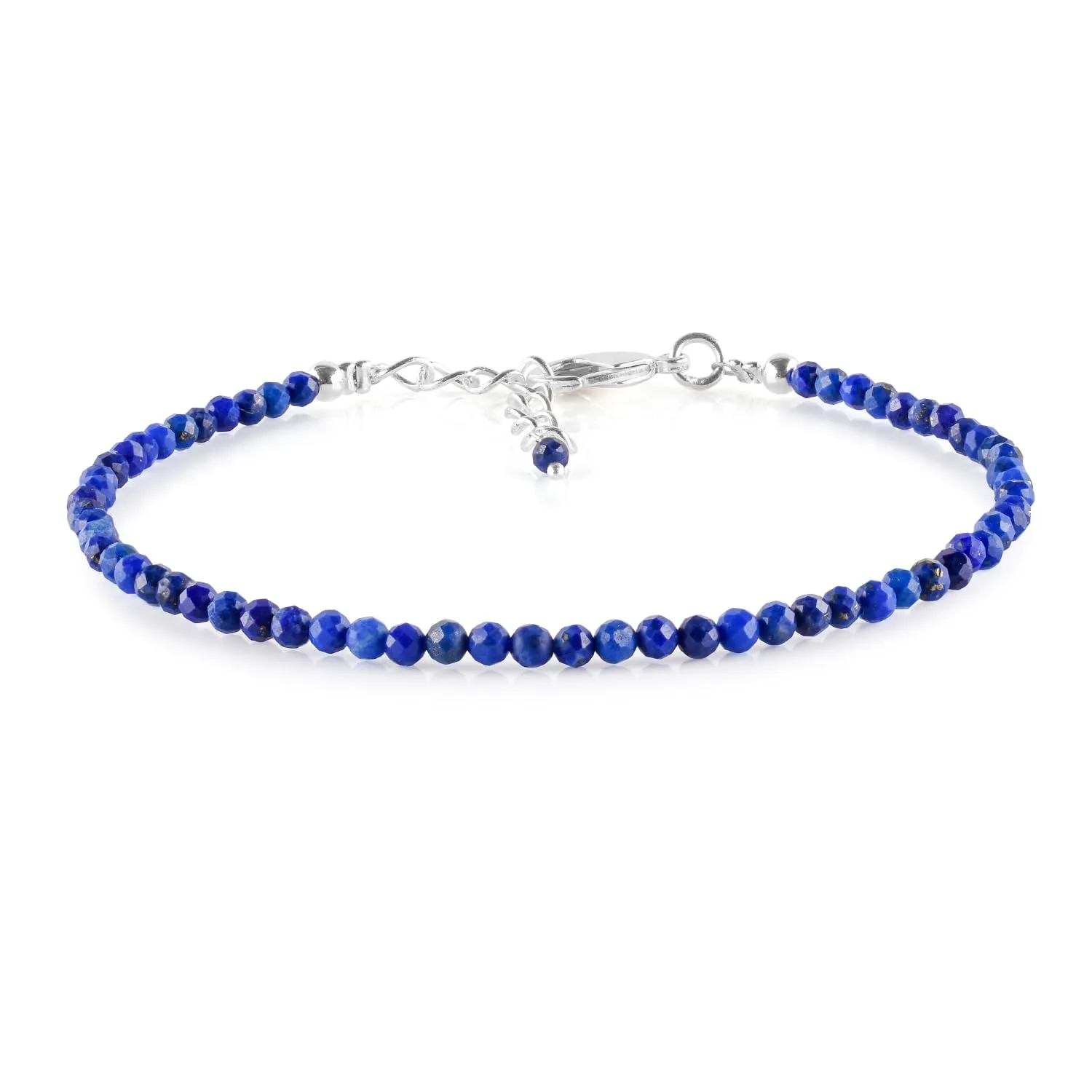 YANARA Blue Lapis Lazuli Bracelets For Women Natural Gemstone Micro Beads Handmade Jewelry Chakra Energy Crystal, Silver Plated Chain 8 inch Crystal, Graduation Gifts For Her