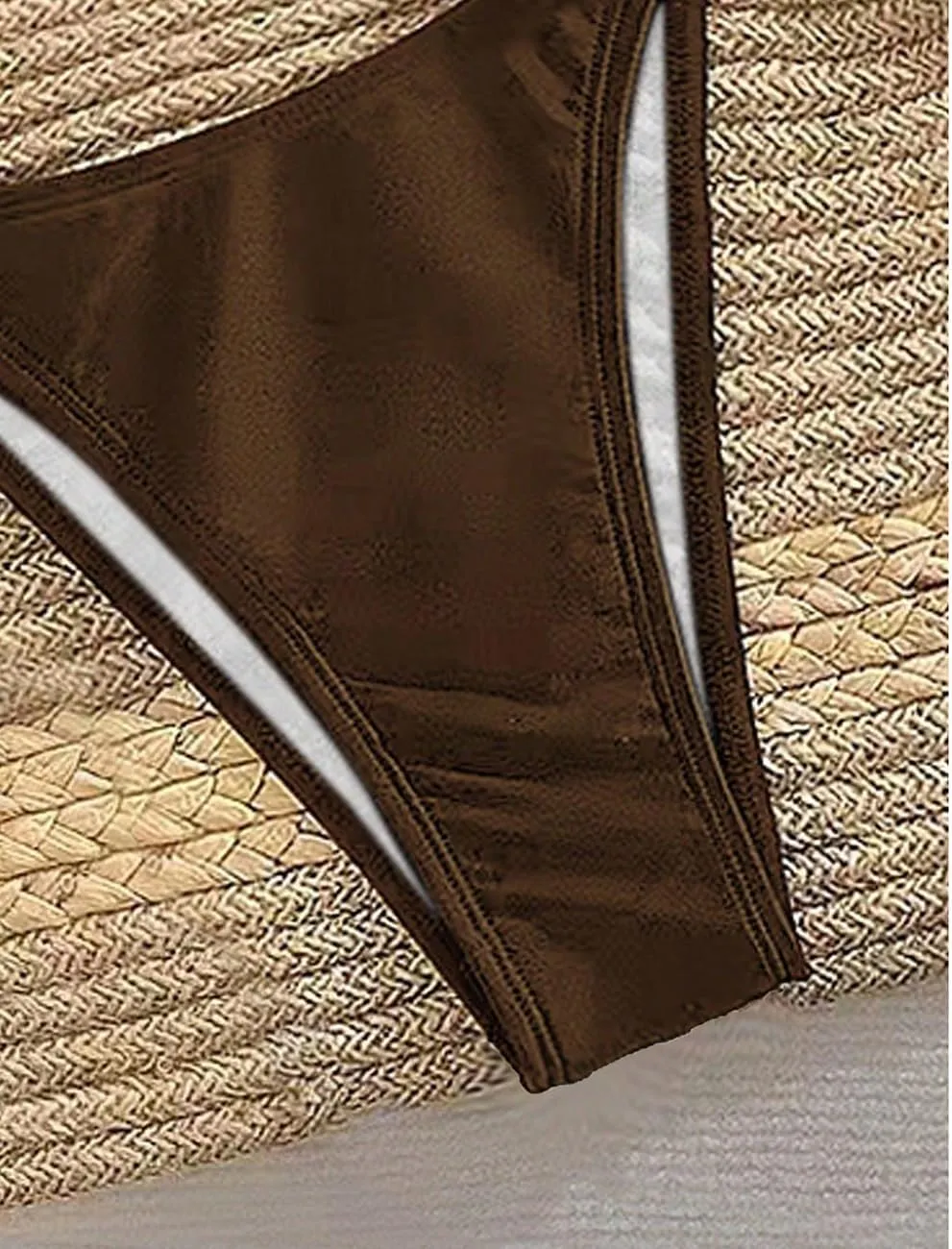 YIMISAN Women's Sexy Two Piece Bikini with Separate Straps Ring Linked Swimsuit Self Tie Triangle Cheeky Bathing Suit