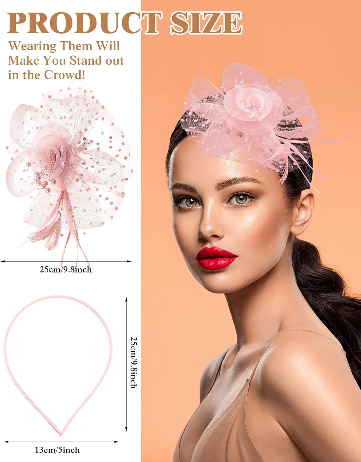Yunsailing 3 Pack Fascinators Hats for Women, Tea Party Hats for Girls Flower Cocktail Mesh Feathers Hair Clip for Party